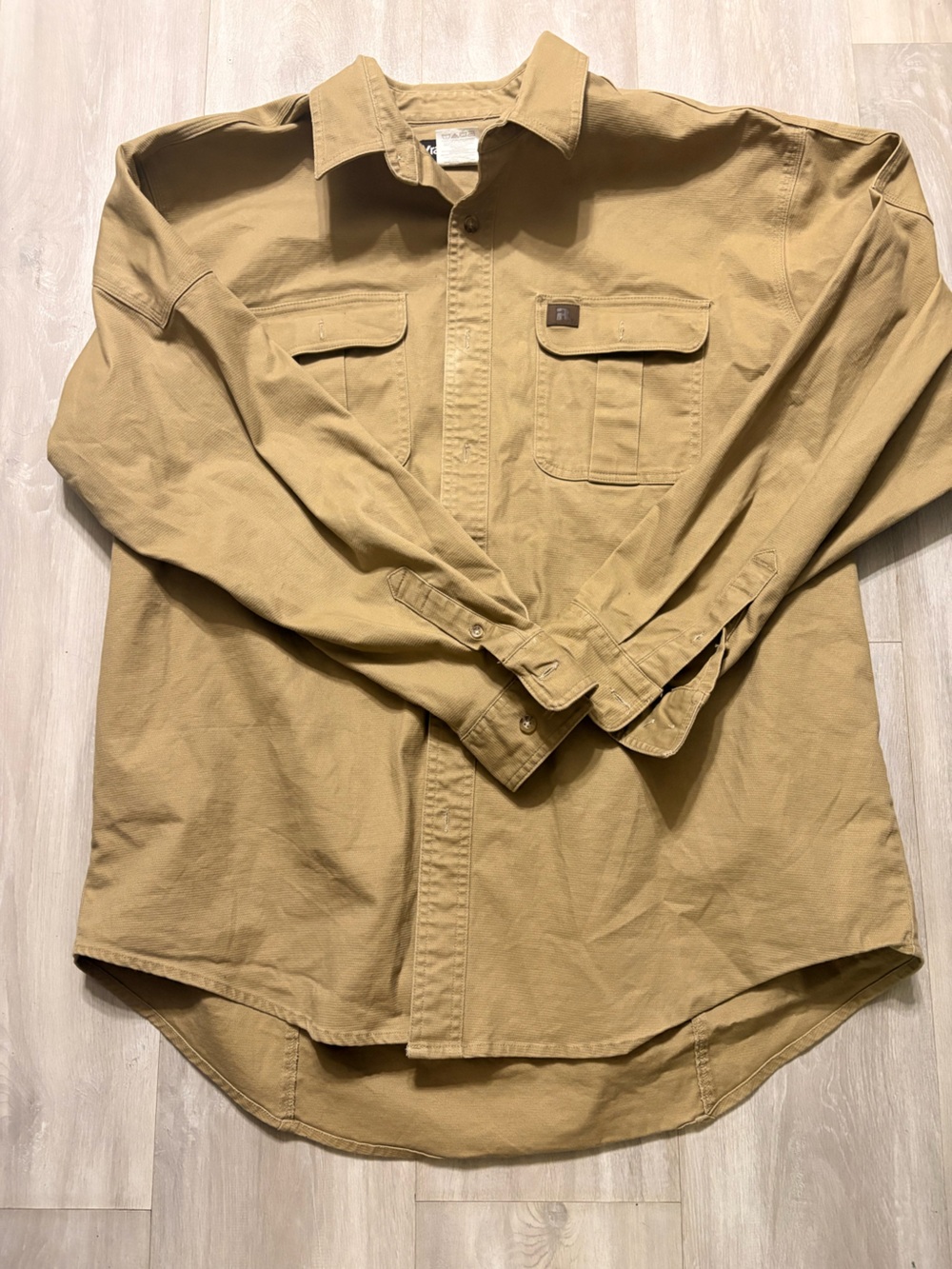 Wrangler Workwear Jacket in Khaki/Tan with Black Label and Red Logo